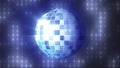 Abstract looped blue mirrored spinning round disco ball for discos and dances