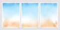 abstract loose blue and sand beach watercolor background for wedding invitation card template layout 5x7 vertical