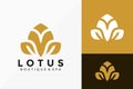 Abstract Lotus meditation Logo Icon Vector Design. Luxury, simple, minimal and elegant logo design Vector illustration template Royalty Free Stock Photo