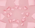 Abstract love background with pink heart shapes Valentine\'s day greeting card. 3D rendering illustration