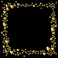 Gold Hearts frame isolated on black background