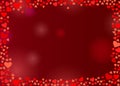 Red Hearts frame isolated on dark wine background