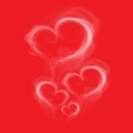 Abstract love heart smoke on red background Royalty Free Stock Photo