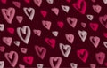 Abstract love heart Valentine`s Day pattern design of red and pink pattern template. Overlapping style of seamless background. Royalty Free Stock Photo