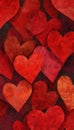 Abstract Love-Themed Artwork with Red Hearts and Painterly Texture Royalty Free Stock Photo