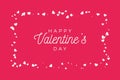 Abstract love for your Valentines Day greeting card design. White Hearts horizontal frame isolated on pink background. Vector Royalty Free Stock Photo
