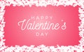 Abstract love for your Valentines Day greeting card design. White Hearts horizontal frame isolated on pink background. Vector Royalty Free Stock Photo