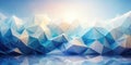 Abstract low-poly background with a reflective surface and gradient hues of blue and white. Generative AI Royalty Free Stock Photo