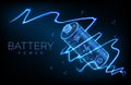 Abstract low poly battery charge from electric discharge or lightning, high voltage, long battery charge and energy