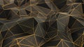 Abstract low-poly black background with golden lines Royalty Free Stock Photo