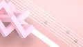 Abstract low-poly Geometric Technology Cube Concept Illusion Structure on pastel Pink background Royalty Free Stock Photo