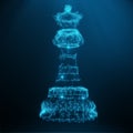 Abstract Low Poly Model, Chess Piece Queen consisting of blue dots and lines. Abstract illustration of business strategy