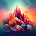 Abstract low poly mountain background in pastel colours