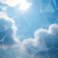 Abstract Low Poly Network on Sky and Clouds Royalty Free Stock Photo