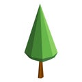 Abstract low poly pine tree icon isolated. Geometric polygonal style. 3d low poly