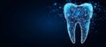 Abstract Low Poly Style Design Of Shiny Healthy Tooth Structure On Dark Blue Background Royalty Free Stock Photo