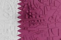 Abstract low poly town painted in flag Qatar