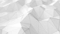 Abstract low-poly white background with chrome lines