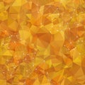 Abstract low poly Yellow technology vector background. Connection structure. Vector data science background. Polygonal vector