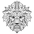 Abstract Low Polygon Lion Head Black And White Vector Illustration