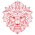 Abstract Low Polygon Lion Head Red Color Vector Illustration