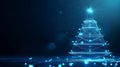 Abstract Luminous Christmas Tree With Sparkling Light and Dark Blue Royalty Free Stock Photo