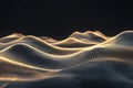 Abstract luminous ripple texture, dynamic golden waves glowing softly in a dark expanse, elegant