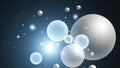 Abstract luminous spheres and bubbles floating against a dark gradient background with bright Royalty Free Stock Photo