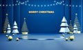 Abstract Luxury Blue Merry Christmas stage mock up