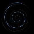Abstract luxury elegant dark grey and blue spiral circle lines on black vector background. Royalty Free Stock Photo
