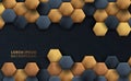 Abstract luxury elegant modern hexagon gold and black element for background or cover for technology or creative geometric Royalty Free Stock Photo