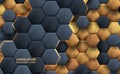 Abstract luxury elegant modern hexagon gold and black element for background or cover for technology or creative geometric Royalty Free Stock Photo