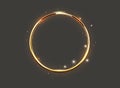 Abstract luxury golden glow ring on transparent background. Vector light circles spotlight and sparks light effect. Gold color