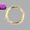 Abstract luxury golden ring on transparent background. Vector light circles spotlight light effect. Gold color round Royalty Free Stock Photo
