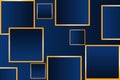 Abstract luxury polygonal pattern of dark blue squares with gold. Flat design Royalty Free Stock Photo