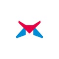 abstract m x hero character font logo vector