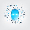 Abstract Machine Learning, Artificial Intelligence, Cloud Computing and Networks Design Concept with Icons and Robot Head Royalty Free Stock Photo