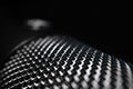 Abstract Macro Closeup of Large Diaphragm Condenser Microphone Grill Isolated in Darkness Royalty Free Stock Photo
