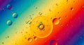 Abstract macro photograph of oil and water droplets on a rainbow-colored background image Royalty Free Stock Photo