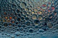 Oil and water bubble texture, abstract macro of colorful liquid droplets forming dense pattern background Royalty Free Stock Photo