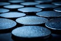 Abstract Macro View of Metallic Circular Objects in Low Light Generative AI Royalty Free Stock Photo