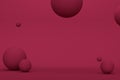 Abstract magenta background with flying spheres. 3d rendering Royalty Free Stock Photo