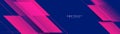 Abstract magenta geometric diagonal shape on a blue background. Futuristic digital high-technology banner. Vector illustration