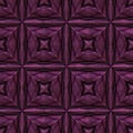 Abstract magenta purple marble ceramic mosaic square tile polygon ornament 3D seamless pattern