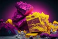 Abstract magenta and yellow colorful Mineral Structures with dust