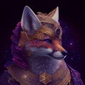 Abstract Magic Fox Face Portrait AI Generated Artwork. Royalty Free Stock Photo