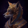 Abstract Magic Fox Face Portrait AI Generated Artwork. Royalty Free Stock Photo