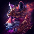 Abstract Magic Fox Face Portrait AI Generated Artwork. Royalty Free Stock Photo