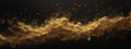 Abstract magic gold dust background over black. Beautiful golden art widescreen background Royalty Free Stock Photo
