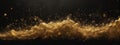 Abstract magic gold dust background over black. Beautiful golden art widescreen background Royalty Free Stock Photo